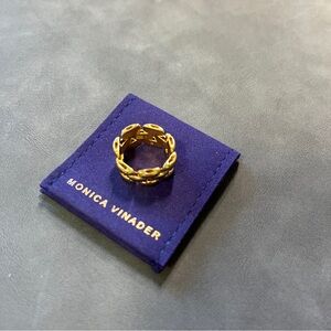 Monica Vinader Heirloom Woven Chain Ring Stacking Ring Statement Gold Vermeil